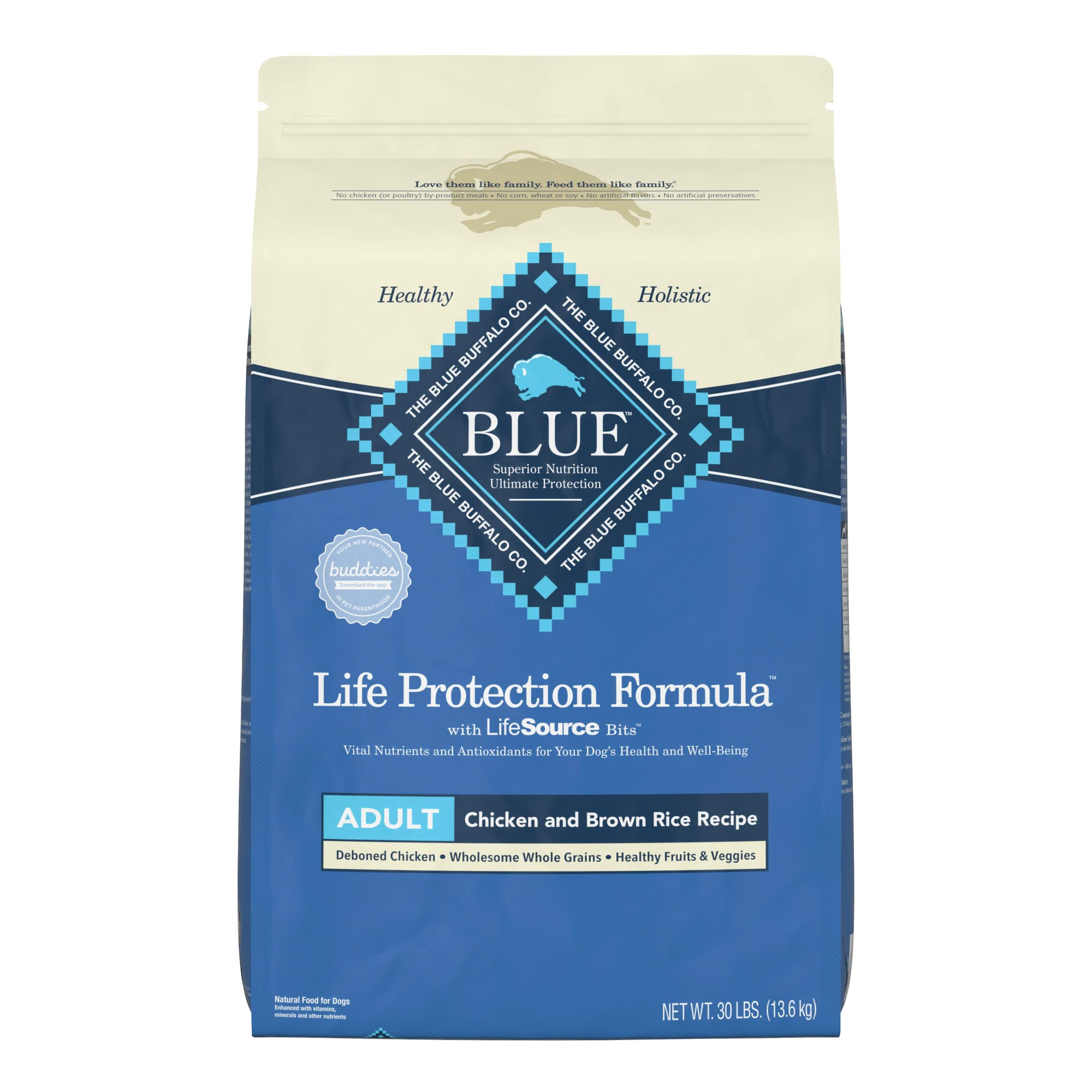 Blue Buffalo Life Protection Formula Natural Adult Dry Dog Food, Chicken and Brown Rice 30-lb 30 Pound (Pack of 1)